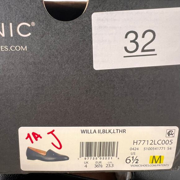 Vionic Willa II Slip-on Leather Slip On Flat Black Women's 6.5M NWB Comfort - Picture 10 of 10